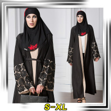 Premium-Qualität Polyester Mode muslimischen Verschleiß Kleid Frauen schwarz moderne Abaya